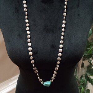 Womens Fashion Boho Ethnic Style Chunky Beaded Long Necklace with Hook & Clasp